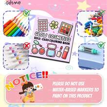 GDTME Libro para colorear lindo para cosméticos, Libro para colorear COZY FRIENDS para adultos y adolescentes, audaz y simple, alivio del estrés, vuelta a la escuela, Día de la Mujer, regalo de cumpleaños, papelería, suministros de oficina, tamaño 7.9x7.9 pulgadas - Maquillaje lindo - Ver 6