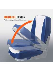 Boat Seat, 18.9" Low Back Boat Seat, Folding Boat Chair With Thickened Sponge Padding And Hinge, Fold-Down Boat Captain Chair For Fishing Boat, Sightseeing Boat, Speedboat, Canoe, 1-Piece - Xanh và trắng - Xem 5