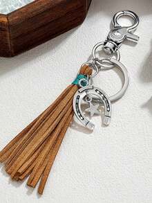 Western Cowboy Style Key Chain,Horseshoe Keychain,Stylish Key Ring For Car Keys,Fashionable And Minimalist Lucky Charm Horseshoe Golden Keychain Creative Small Gift Horse Hoof Ornament Pendant,Equestrian-Themed Holiday Gift,Teacher Appreciation Gifts,Vintage Western Key With Horsebit,Rustic For Men's Keys,Y2k ,Western ( Cowboy Gear),Mother'S Day Gift, Graduation Gifts - Multicolor - View 4