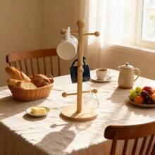 6-Hook Wooden Mug Rack, Detachable Tree-Shaped Bamboo Cup Holder, Suitable For Kitchen, Dining Room, Bar - Ginger - View 3