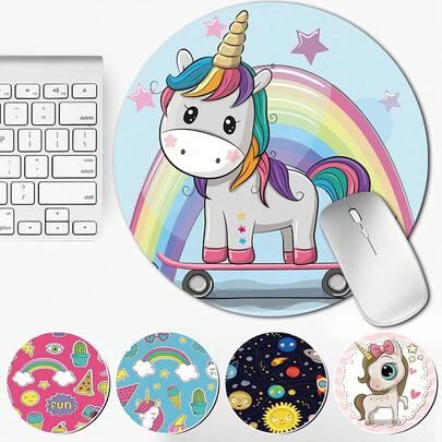 Round Mouse Pad High Appearance Level Small Creative Office Desk Mat Universal Non-Slip Mat Mouse Pad Suitable For Laptop Pu Gaming Mouse Pads For Office Gaming Gamers Home Adorable Cartoon Pattern