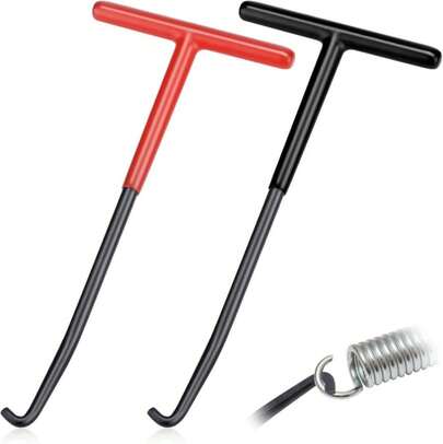 2 PCS Exhaust Spring Puller Tool, Motorcycle Exhaust Spring Hook, T Shaped Handle Spring Removal Tool With Rubber Coating, Snowmobile Accessories For Motorcycle Dirt Bike (Red And Black)