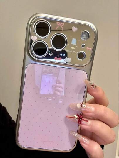 Cute Pink Polka Dot Phone Case Suitable For IPhone 17 Pro, 16 Pro Max, New 15, 17, 14 PM, Minimalist 13, Korean Style 16, Full Coverage