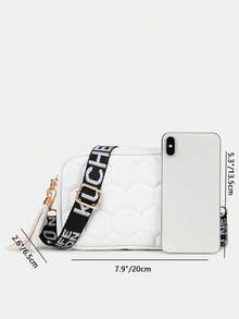 1pc Girls' Classic Textured Crossbody Bag, Minimalist Soft Shoulder Bag, Delicate Stitching Compact Convenient Daily Use, Black & White Basic Style, Suitable For Commuting & Outing - Multicolor - View 9