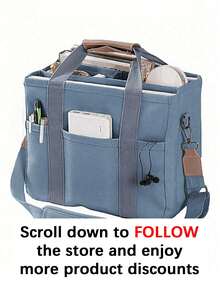 Nuevo bolso de mujer de gran capacidad y múltiples compartimentos, de diseño minimalista y versátil, compacto, con correa de hombro ajustable, adecuado para ir al trabajo, salidas, compras y almacenamiento - Celeste - Ver 2