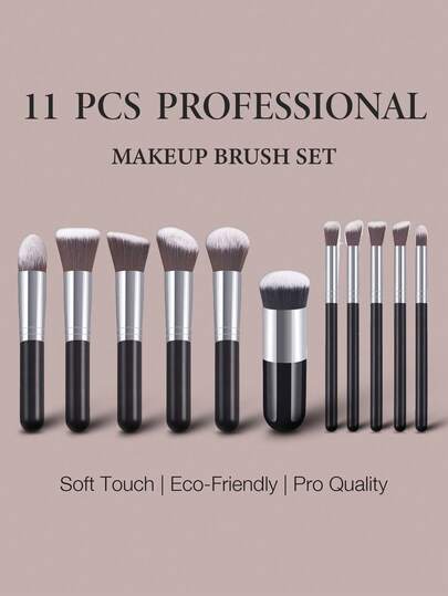 11pcs Professional Makeup Brush Set, Multi-Functional Beauty Tools Include Foundation, Powder, Blush, Eyeshadow And Concealer, Soft Bristles Won't Shed, Create Flawless Matte Makeup Look, Essential For Minimalist Aesthetics, Portable Travel Kit, Suitable For Beginners, Random Color,Giveaways,Professional Makeup Brushes,Complete Makeup Set