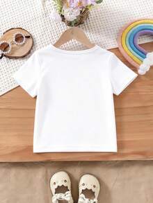 Disney Baby Girl T-Shirt, Featuring A Creative Cartoon Pattern Of Disney's Ariel Princess. Spring/Summer Style Baby Girl Round-Neck T-Shirt. The Fabric Is Soft, Comfortable And Breathable, Suitable For Daily Wear And Makes An Excellent Gift. - trắng - Xem 2