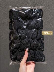 50/10/1件装无缝发圈，不伤发，弹性发带，适合浓密卷发，防滑斜纹罗纹马尾发圈，适合女性日常工作、运动、健身、瑜伽，黑色发圈，发饰，情人节、母亲节、生日礼物，送给她 - 紋路斜紋 - 查看 2