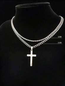 这款男士不锈钢扭链项链套装包含 2 件，配有十字架吊坠，时尚百搭，男女皆宜，是完美的节日礼物。 - 彩色 - 查看 7