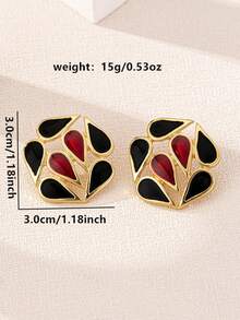 1 par de pendientes de aro de gota elegantes de material de aleación de zinc, de colores múltiples, adecuados para uso diario, fiesta, casual y vacaciones de las mujeres - pendientes de gota de agua - Ver 3