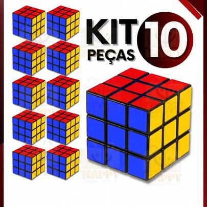 Kit 10 Cubo Mágico Clássico 5x5 cm Brinquedo Educativo para Crianças e Adultos