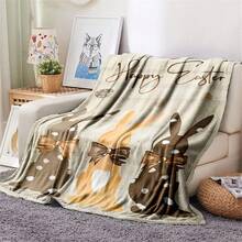 1 pătură de flanel cu imprimeu de iepuraș de Paște și ouă, pătură de somn pentru canapea în carouri vintage, decor de sărbători, material de flanel, potrivită pentru toate anotimpurile, decor de sărbători și alegere de cadou, se potrivește în sufragerie, dormitor, birou, camping, petrecere, pătură de somn | Pătură pentru canapea | Pătură pentru aer condiționat, disponibile în mai multe dimensiuni - Multicolor - Vizualizare 5