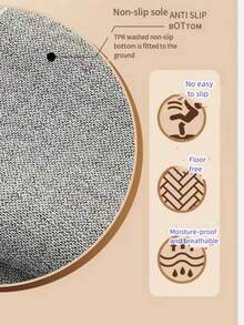 1pc Modern Geometric Round Rug, Soft Area Carpet For Living Room & Bedroom, Faux Wool Material, Washable - Multicolor - View 6