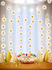 两套波西米亚风雏菊派对装饰，包括波西米亚雏菊纸花环、白色花朵彩旗、嬉皮风挂饰，适用于婚礼、生日派对、新娘送礼会、复古嬉皮派对、母亲节装饰、家居装饰、毕业派对，清新白色 - 白色 - 查看 7