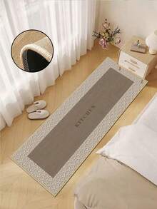 Tapis de cuisine en lin doux en caoutchouc épais de 3,5 mm, style simple moderne, tapis de cuisine absorbant avec bords cousus pour éviter l'écaillage, absorbant l'eau et facile à nettoyer, surface en lin avec milieu en mousse et fond en caoutchouc, convient pour la cuisine, la salle de bain, la buanderie, le couloir, le salon et d'autres espaces - Multicolore - Voir 6