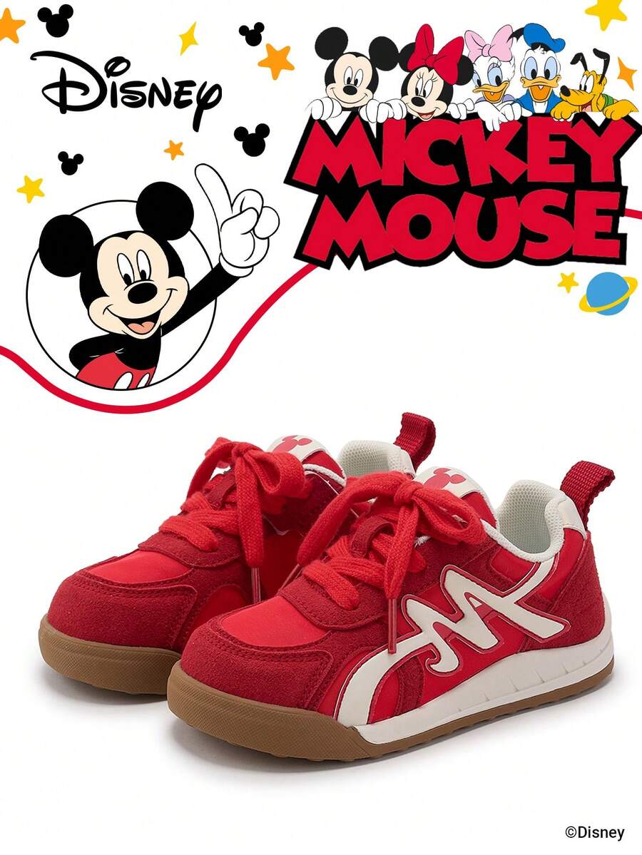 Disney 1 Pair Kids' Sneakers, Suitable For Daily Wear, Festivals, Sports, Outdoor Activities, Comfortable, Non-Slip, Durable, Breathable (Boys' Sneakers, Boys' Skate Shoes, Kids' Sports Shoes, Girls' Sneakers, Girls' Skate Shoes) - Red - View 1