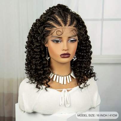 13x4蕾丝前假发，编织真人发假发，编织波波头假发，女士非洲卷发真人发假发，预拔毛透明蕾丝