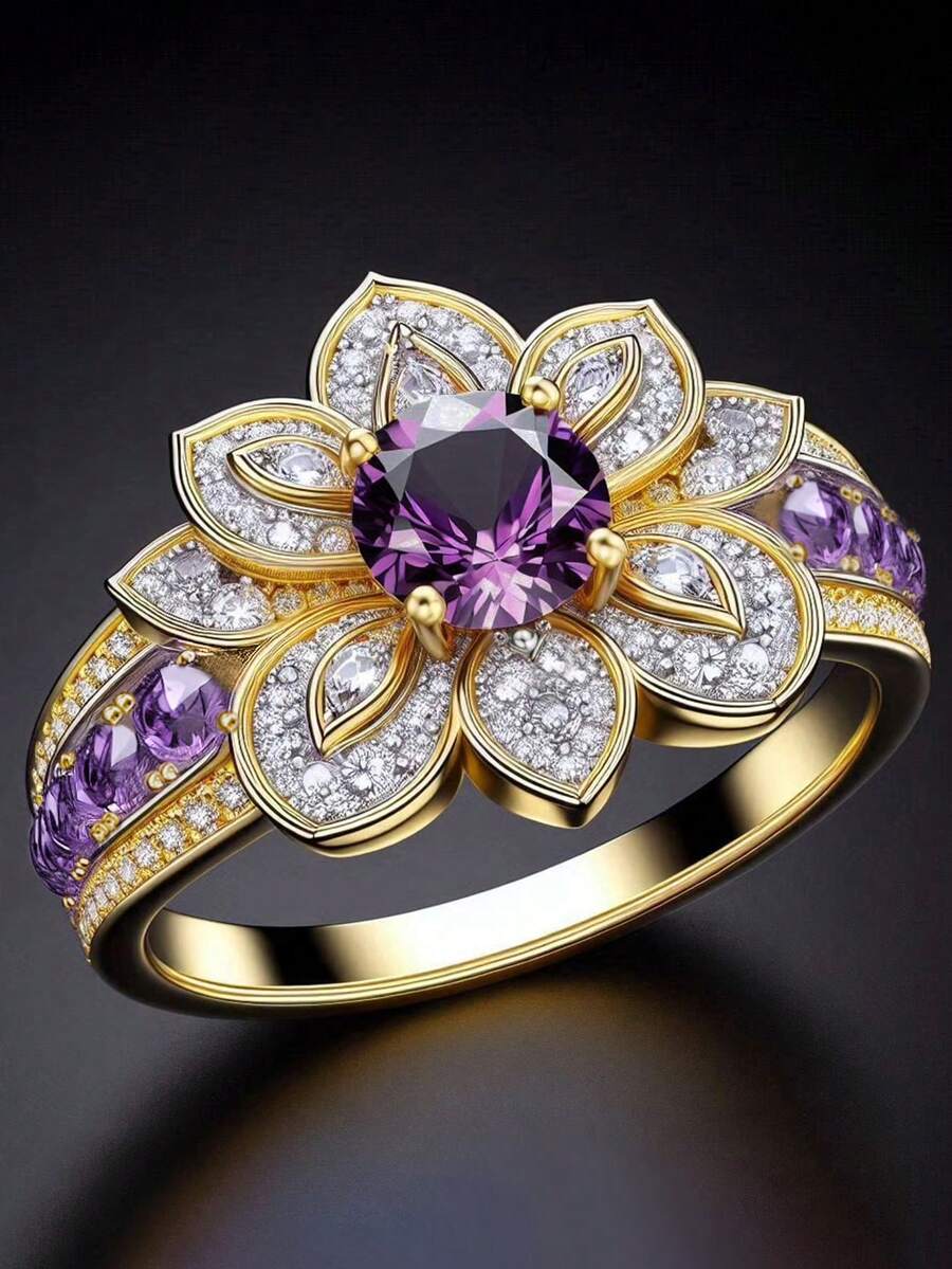 1 chiếc nhẫn đá Cubic Zirconia thời trang dành cho nữ, thích hợp làm quà tặng Ngày Valentine, đám cưới, kỷ niệm, tiệc tùng. - 1 # - Xem 1
