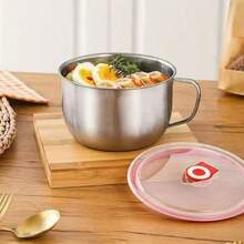 Stainless Steel Bowl With Lid, Soup Bowl, Student Lunch Box, Cafeteria Bowl, Easy To Carry And Can Be Used For Camping - Multicolor - View 2