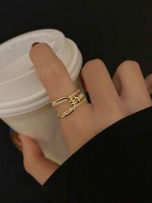 1枚时尚个性扭纹全钻戒指，镂空多层扭纹钻石结可调节指环，女士款 - 戒指 - 查看 6