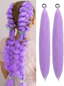 Bộ 2/1 tóc giả bện màu tím dài 24 inch dành cho bé gái, kết hợp với tóc thẳng dài, phụ kiện tóc đuôi ngựa bồng bềnh chịu nhiệt, phù hợp cho bé gái và thiếu niên, thích hợp cho các buổi tụ họp hàng ngày và tiệc tùng. - Nhiều màu - Xem 19
