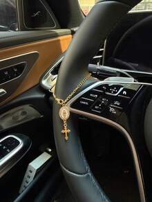 One Steering Wheel Decorative Pendant, 15cm Adjustable Length, Simple And Cute, Creative Rosary Car Pendant Accessory, Unique And Stylish Car Ornament. - A - Xem 4