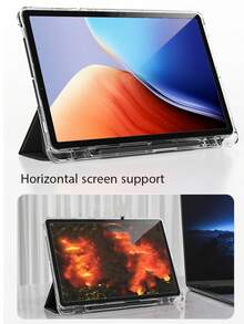 Tablet Protective Case,Intelligent Sleep Wake-Up, Three Fold Tablet Protective Case, Matte Anti Fingerprint Backplate With Pen Slot Matte Finish, All Inclusive Anti Drop,Compatible With Honor Pad, Compatible With Pad, Compatible With Huawei Matepad, Compatible With Lenovo Tab - Matte Anti-fingerprint - View 3