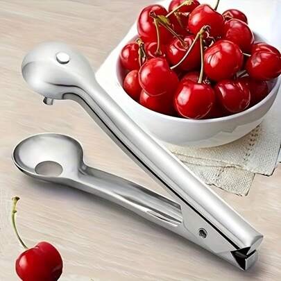 1pc Stainless Steel Cherry And Fruit Seed Cutter - A Reusable And Easy-To-Use Kitchen And Outdoor Camping Fruit Press, Perfect For Preparing Cherries, Apples, Etc. Essential Item For Camping | Modern Kitchen Tools | Durable Seed Cutter, Fruit Seed Tool