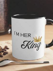 国王和王后情侣马克杯套装，11盎司陶瓷咖啡杯带把手，保温旅行杯，情人节结婚纪念日礼物 - 黑色 - 查看 12