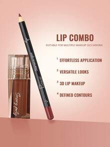 Pudaier 3 PCS Hydrating Lip Gloss & Lip Liner Set Lip Combo - Define Our Lips With 3D Precision Achieve Dewy Look For Any Occasion Perfectly Versatle For Every Makeup Style - BỘ 3 MÓN - Xem 8