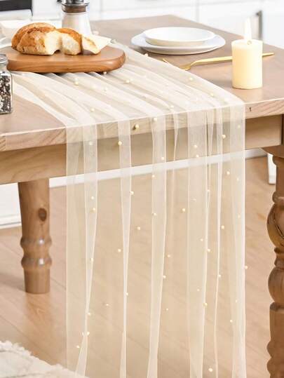 仿珍珠装饰薄纱面料，摄影背景布，可用作桌布、珍珠背景桌布、婚礼拱门装饰、婚宴、新娘送礼会和派对装饰