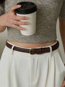 女士复古风腰带，简约优雅真皮腰带，时尚百搭休闲腰带 - 彩色 - 查看 5