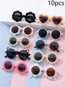 10pcs - Fashionable Multi-Style Kids Sunglasses - Cute Baby Glasses Suitable For Travel, Photography And Outdoor Activities - Multicolor - View 11