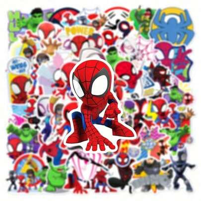  Marvel 50pcs, Interesting Spider Man Stickers, Cute Spider Man Stickers, Beautifully Decorated Small Stickers For Anime And Movie Peripherals, Suitable For Smartphones, Indoor Room Decoration, Laptops, Water Bottles, Notebooks, Bumpers, Skateboards, Phone Cases And Back To School Decoration, Parties. Decorative Stickers Are Suitable For Various Scenarios And Scratch Resistant (Some Styles Are Random)