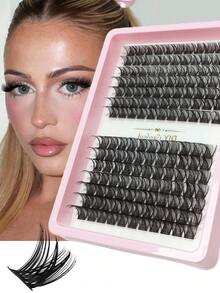 Set de 14 piezas de pestañas postizas naturales de estilo D rizado y esponjoso de 8-16 mm, extensión de pestañas DIY - D - Ver 2