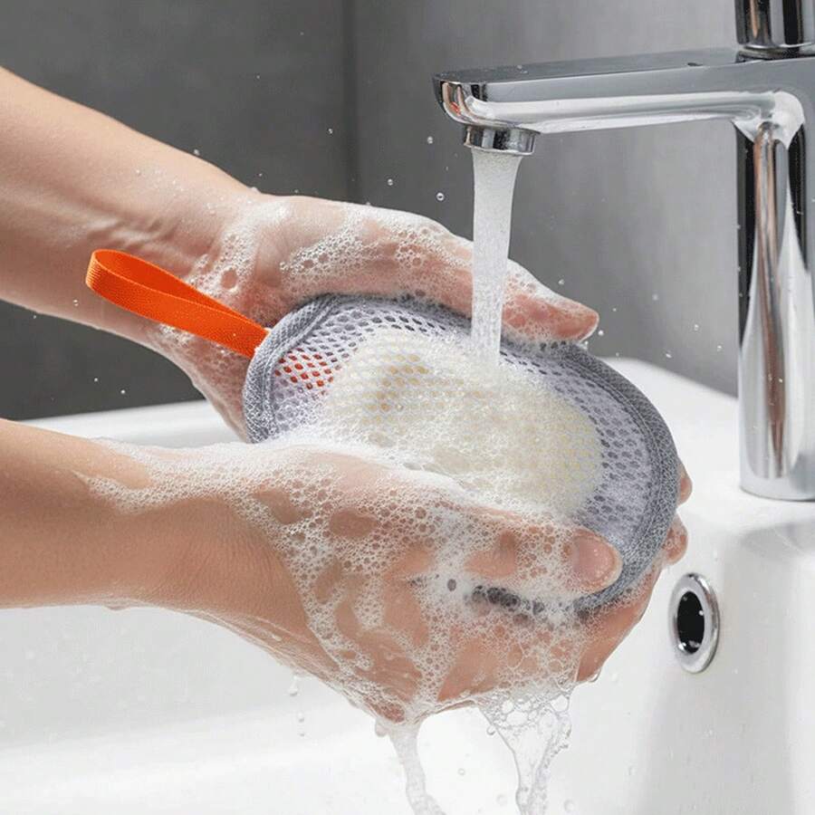 Sandwich Soap Mesh Bag, Foaming Net, Double-Sided Soap Foaming Net, Bath Lather Net, Facial Cleanser Foaming Net Bag - Multicolor - View 1