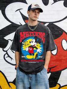 American Street Simple  Disney T-Shirt, Loose & Slim Men's Short Sleeve - Black - View 1