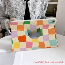 1 Piece Pastel Checkerboard Tablet Case With Stand - Shockproof Cover, Playful Retro Aesthetic,360° Rotating Stand Tablet Case Compatible With Air/Pro Compatible With XIAOMI Series,Smart Case/Auto Sleep/Wake Function,Fashion-Themed Tablet Accessories - Multicolor - View 2
