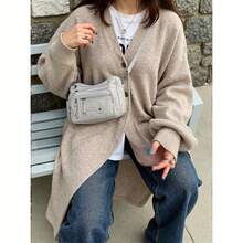 Large Capacity Nylon Shoulder Bag Adjustable Shoulder Strap Anti-Theft Zipper Closure Lightweight Durable Versatile Daily Casual Commute Travel Crossbody Bag Perfect Holiday Birthday Valentine's Day Easter Mother's Day Christmas Gift For Family Friends Must-Have For Festive Gifting | 24-Hour Shipping - 黑色 - 查看 2