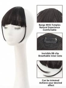 Synthetic Fiber Air Bangs Women's Wig With Sideburns Natural Hair Replacement Hairline Invisible Straight Bangs Wig Patch - Multicolor - View 3