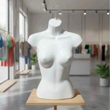 Maniquí Hueco para Mujer Tipo Busto | Maniquí Exhibidor de Ropa Femenina Disponible en 4 Colores Blanco, Negro, Beige y Plata, Ideal para Playeras, Blusas, Vestidos y Tops, Maniquí Ligero y Resistente para Tiendas de Ropa, Boutiques, Escaparates, Fotografía de Producto y Exhibición Comercial - Blanco - Ver 7
