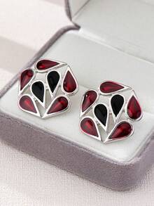 1 par de pendientes de aro de gota elegantes de material de aleación de zinc, de colores múltiples, adecuados para uso diario, fiesta, casual y vacaciones de las mujeres - pendientes de gota de agua - Ver 8