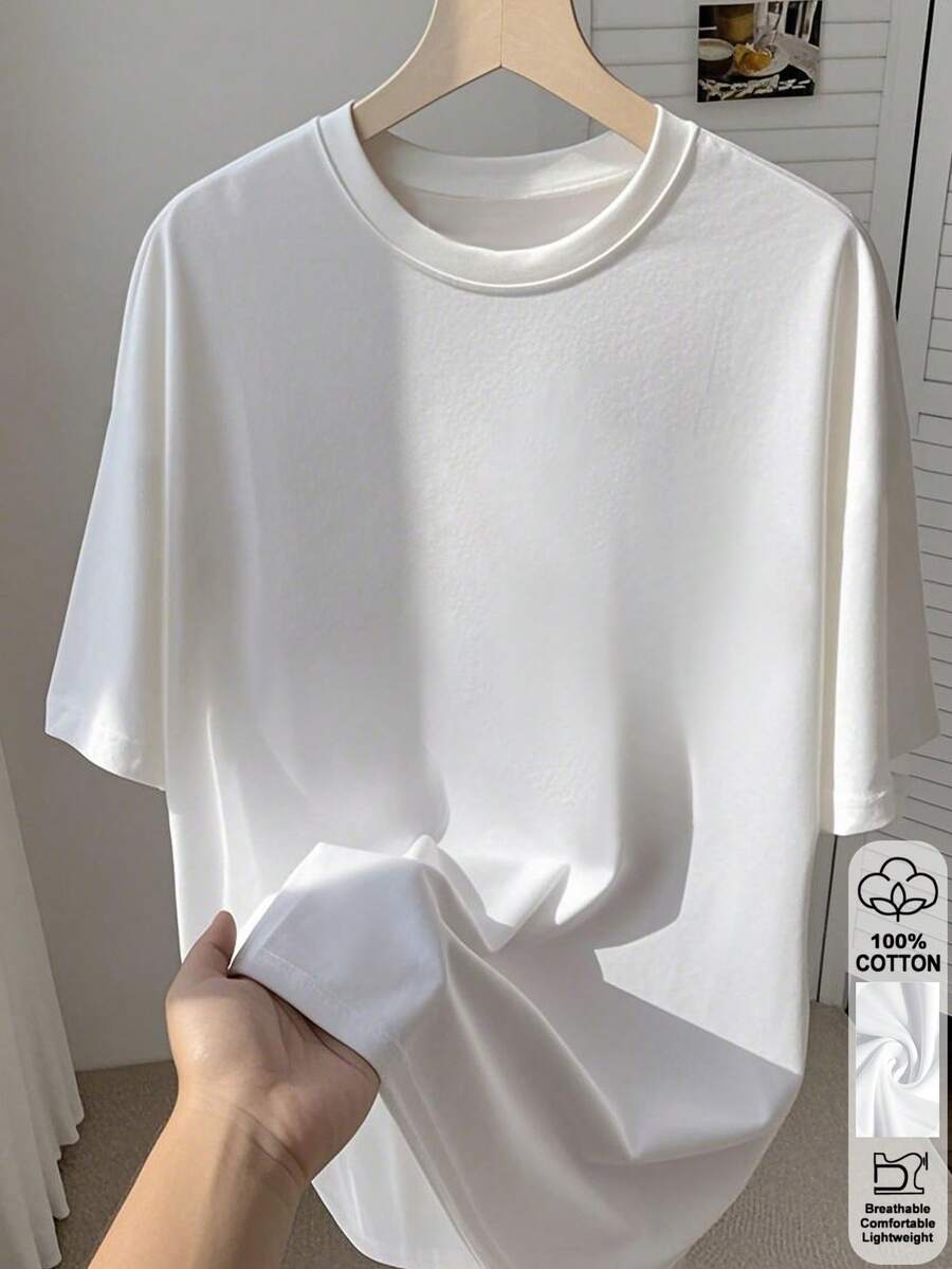 春夏季超寬鬆上衣,100%棉質上衣,女士純色圓領短袖T卹,柔軟舒適,日常休閒,街頭服飾,,y2k,top,summer,spring,t shirt,gym,sport,party top,blouse,romwe,vintage,carnaval,valentijn,sport,parts for mamenu mujer,verano mujer,趣味T卹,vacation, beach,casual,90年代服裝,cute tops,top negros,top blanco,tops verano,primavera,muje,90年代服裝,carnival,四季通用,辦公室/休息室/復古/簡約,westem women, 復活節女裝,80年代學時美式風格和冬季上衣/復古/簡約,westem women,outfits, woman,valentijn,carnaval,白上衣 - 白色 - 查看 1