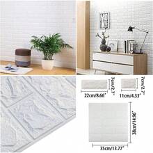 1/10 piezas Paneles de pared de ladrillos 3D blancos autoadhesivos, pegatinas de pared de espuma para decoración del hogar, revestimiento de pared impermeable de fácil desprendimiento y pegado, aspecto de ladrillo realista para sala de estar, dormitorio y cocina, construcción ligera, perfecto para proyectos de mejora del hogar DIY, insonorización y fácil de limpiar, transforma las paredes de manera rápida y asequible, ideal para paredes de acento - multicolor - Ver 3