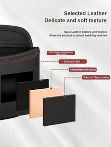 1pc Leather Car Storage Bag, Adhesive Car Phone Holder Organizer Pouch - Black-3096 - View 5