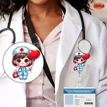 Cute Retractable Badge Reel With Medical Theme, Cartoon Doctor & Nurse Design, Suitable For ID Cards, Student IDs, Versatile Patterns, Healing Style, Practical And Convenient, Ideal For Medical Staff Daily Use Or Holiday Gifts - Multicolor - View 7