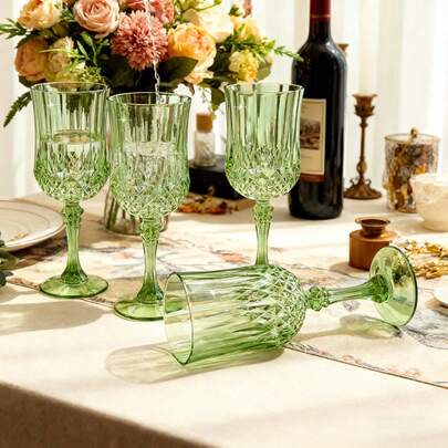 2pcs Vintage Reusable Drinkware, Retro Green And Blue Champagne Glasses, Suitable For Serving White Wine, Red Wine, Mixed Wine, Whiskey, Bourbon, Cocktails, Spirits Or Other Beverages, Great For Weddings, Anniversaries, Birthday Parties, Housewarming, New Year, Family Gatherings, Christmas Parties, Thanksgiving Parties, Halloween Parties And Other Celebrations!