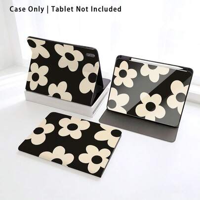 1个带笔槽的翻盖式桌面保护套，黑色花卉图案，兼容华为Matepad SE 11英寸/Matepad Pro 11英寸/Matepad 11.5英寸 2026等，荣耀平板8/9/10，荣耀GT 11.5英寸/X7/X8A/X9/X8Pro/X9Pro/X10 PRO/V9/V8 Pro等，三星S11/A11/A11+等，苹果等，具备自动休眠/唤醒功能，适合返校季、情人节等场合。