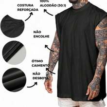 Men's Oversized Tank Top, 100% Cotton, Weightlifting Shirt, Gym, Workout, Casual - Khaki - View 4