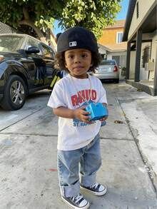 1pc Infant/Toddler Boys' Creative Cartoon Graphic Letter Slogan Print Basic Round Neck Short Sleeve T-Shirt, Casual & Fashionable - White - View 6